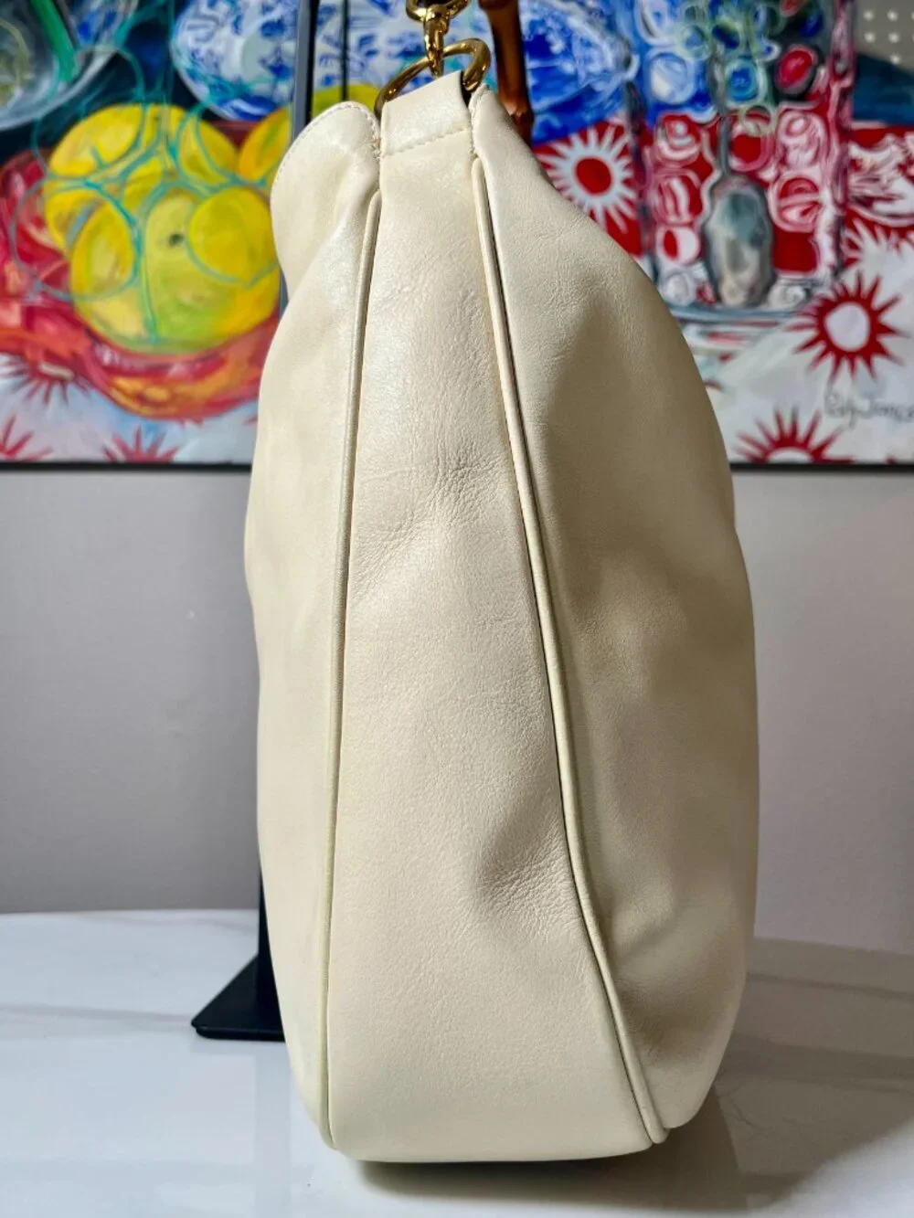 Gucci Tom Ford Vintage Y2K Bamboo Cream Calf Leather Hobo